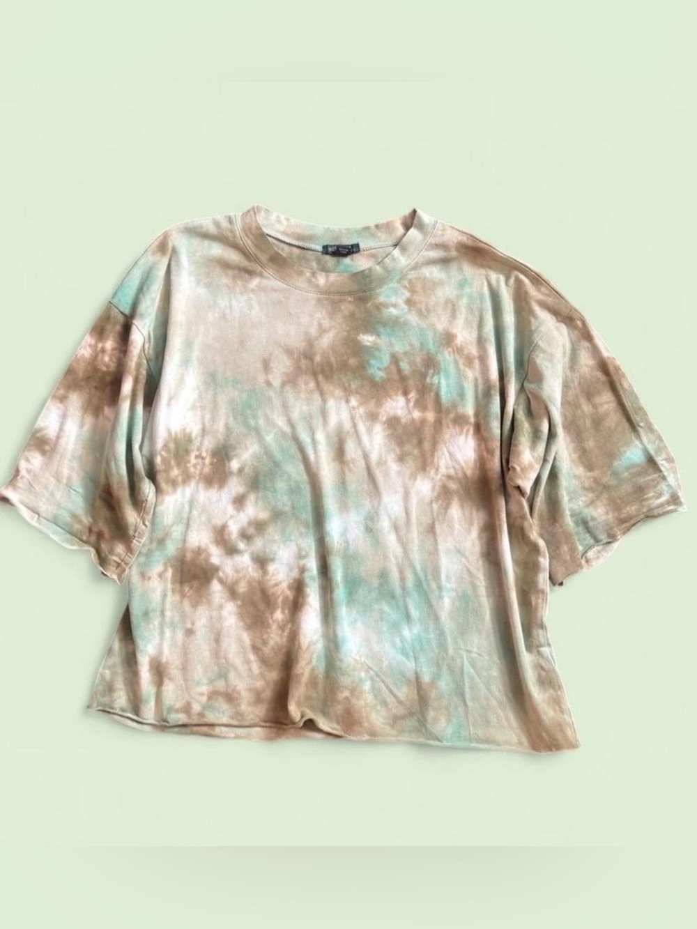 wild fable Aqua & Taupe Tie-Dye Boxy Short Sleeve Tee